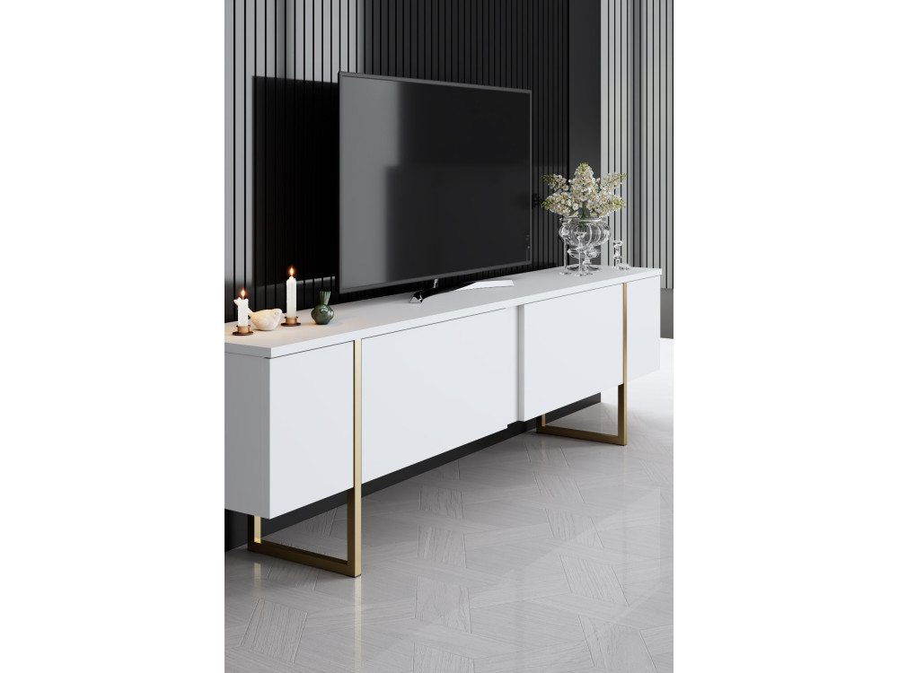 Set di mobili da salotto in legno "Luxe" - 160 x 35 x 80 cm - Bianco