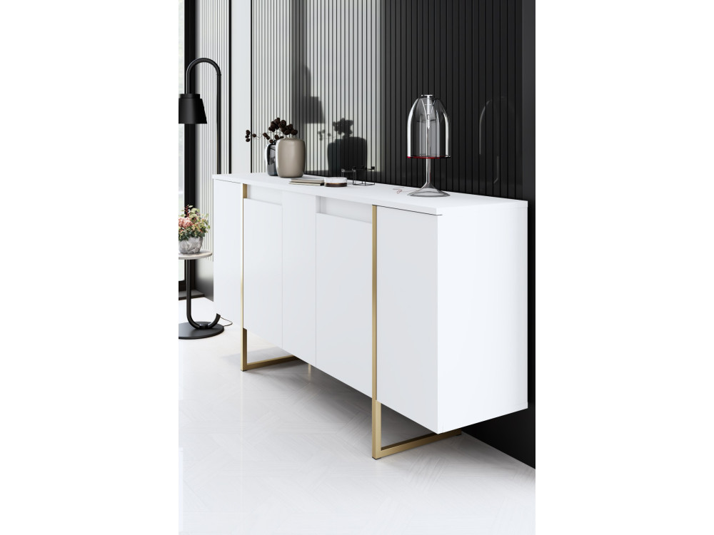 Set di mobili da salotto in legno "Luxe" - 160 x 35 x 80 cm - Bianco