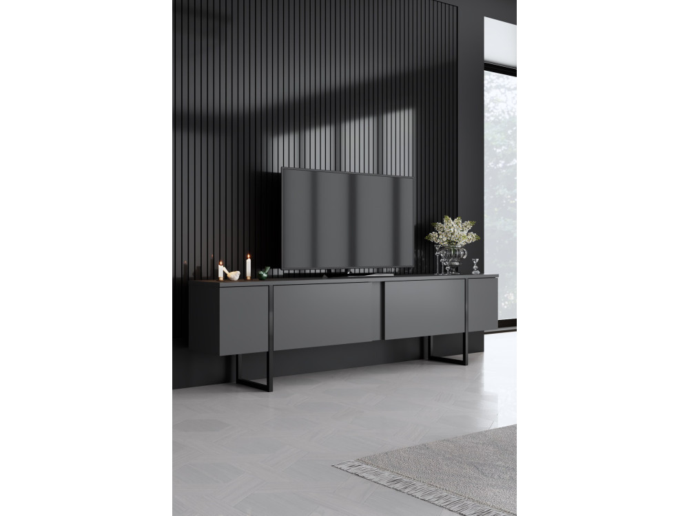 Set di mobili da salotto in legno "Luxe" - 160 x 35 x 80 cm - Nero