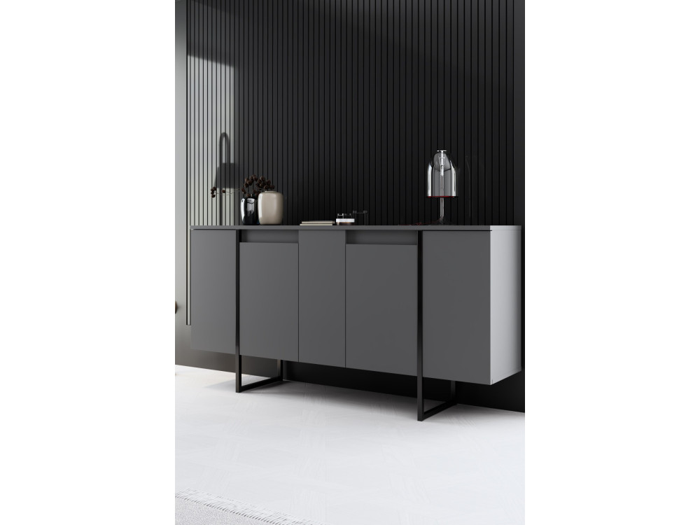 Set di mobili da salotto in legno "Luxe" - 160 x 35 x 80 cm - Nero