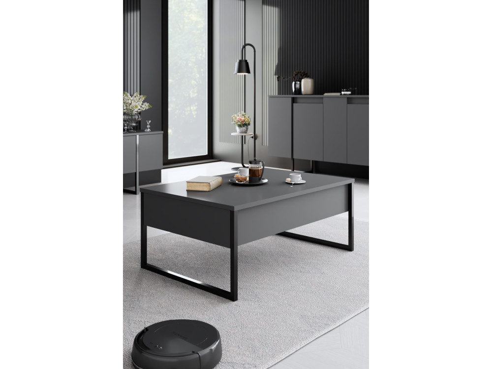 Set di mobili da salotto in legno "Luxe" - 160 x 35 x 80 cm - Nero