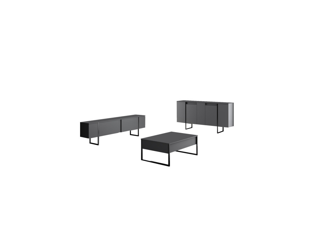 Set di mobili da salotto in legno "Luxe" - 160 x 35 x 80 cm - Nero