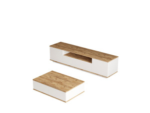 Set di mobili da salotto in legno "FR17" - 180 x 44 x 44 cm - Bianco