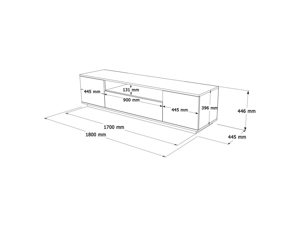 Set di mobili da salotto in legno "FR17" - 180 x 44 x 44 cm - Bianco