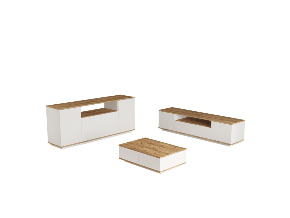 Set di mobili da salotto in legno "FR18" - 180 x 44 x 44 cm - Bianco