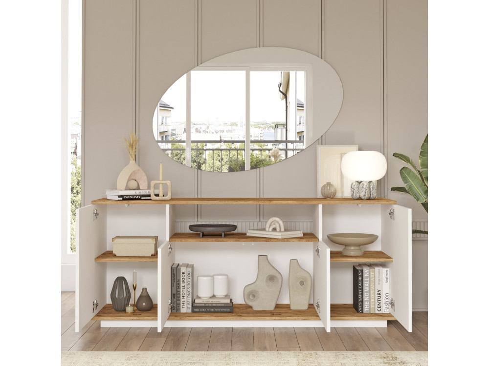 Set di mobili da salotto in legno "FR18" - 180 x 44 x 44 cm - Bianco