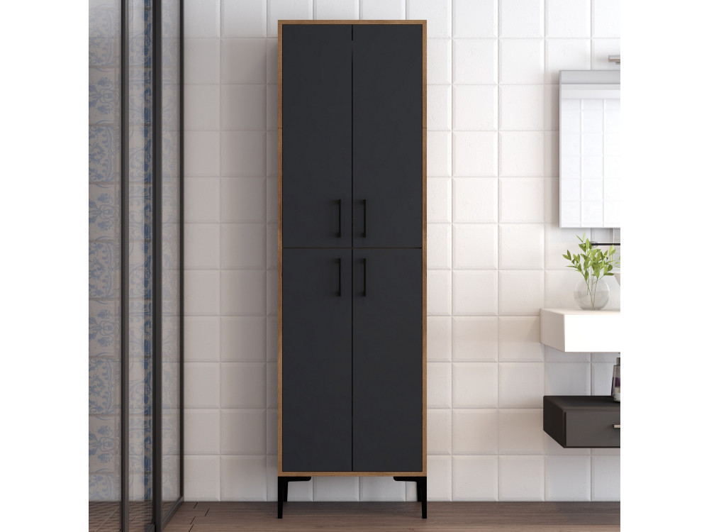 Mobile multiuso in legno "Berlin A" - 60 x 35 x 200 cm - Noce-Antracite