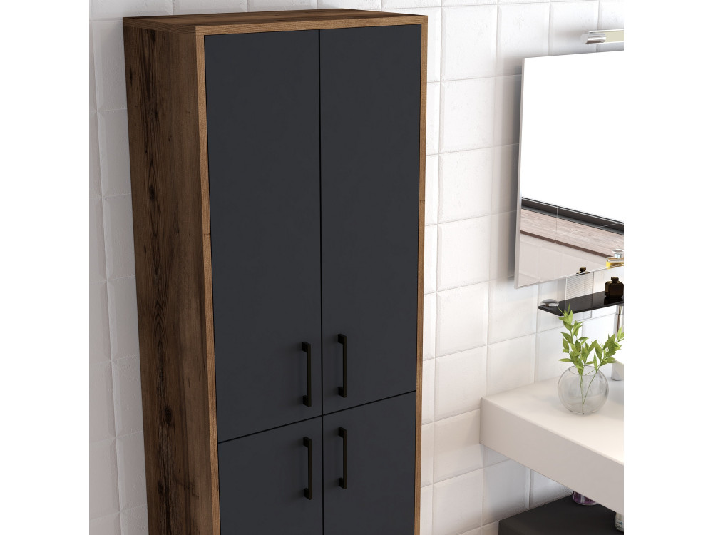 Mobile multiuso in legno "Berlin A" - 60 x 35 x 200 cm - Noce-Antracite