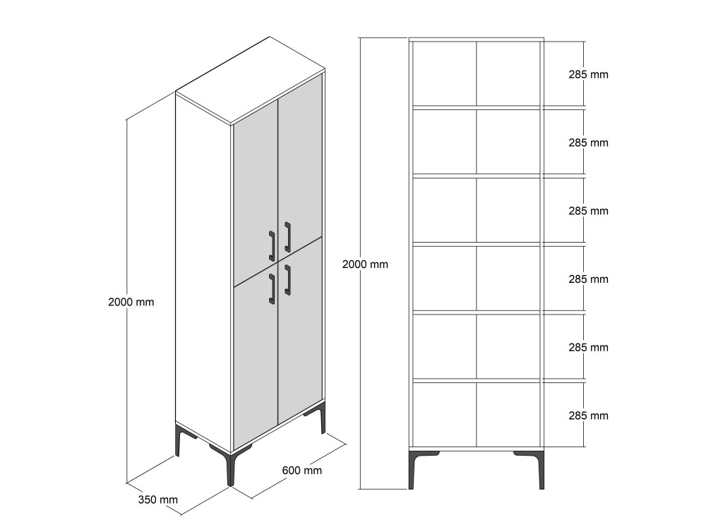 Mobile multiuso in legno "Berlin A" - 60 x 35 x 200 cm - Noce-Antracite