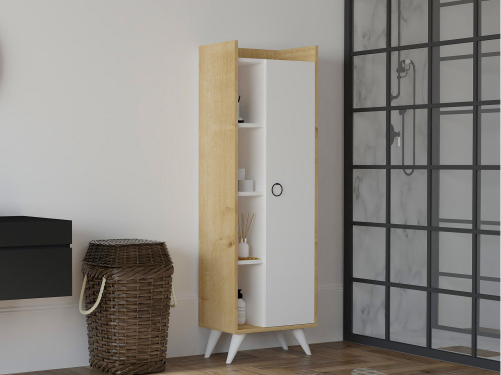Armadio multiuso in legno "Ilgim" - 50 x 31 x 140 cm - Bianco