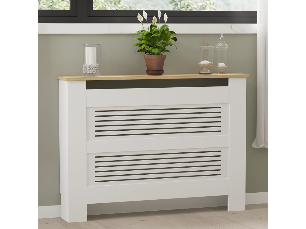 Mobile radiatore in legno "Termora" 112 x 19 x 82 cm - Rovere zaffiro