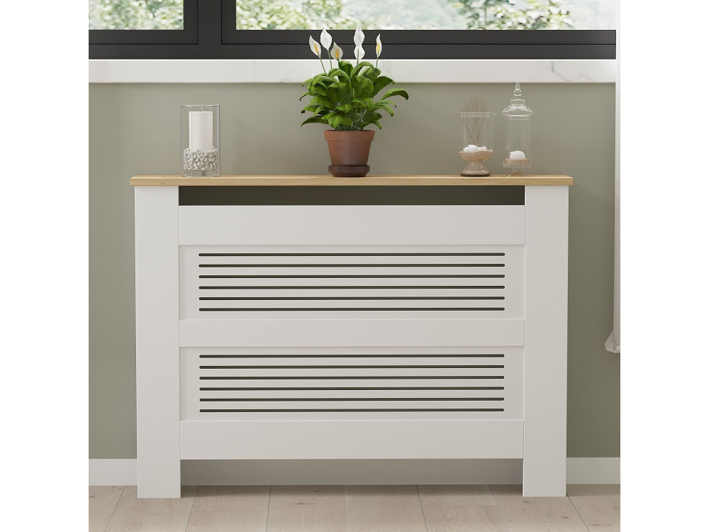 Mobile radiatore in legno "Termora" 112 x 19 x 82 cm - Rovere zaffiro