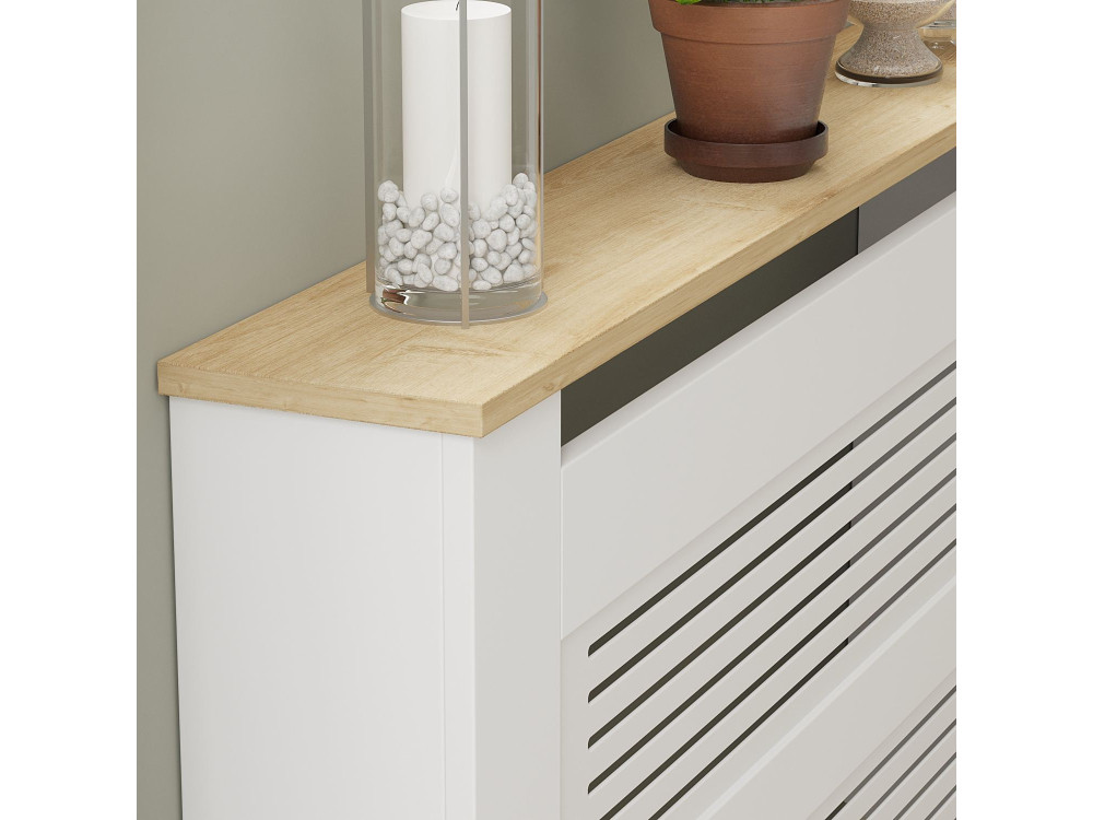 Mobile radiatore in legno "Termora" 112 x 19 x 82 cm - Rovere zaffiro