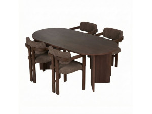 Set di tavolo e sedie in legno Meridia 4" (5 pezzi) - 180 x 90 x 75 cm - Marrone