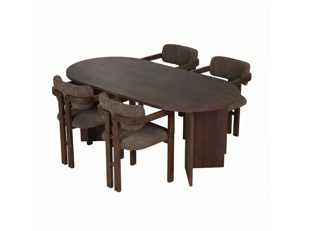 Set di tavolo e sedie in legno Meridia 4" (5 pezzi) - 180 x 90 x 75 cm - Marrone