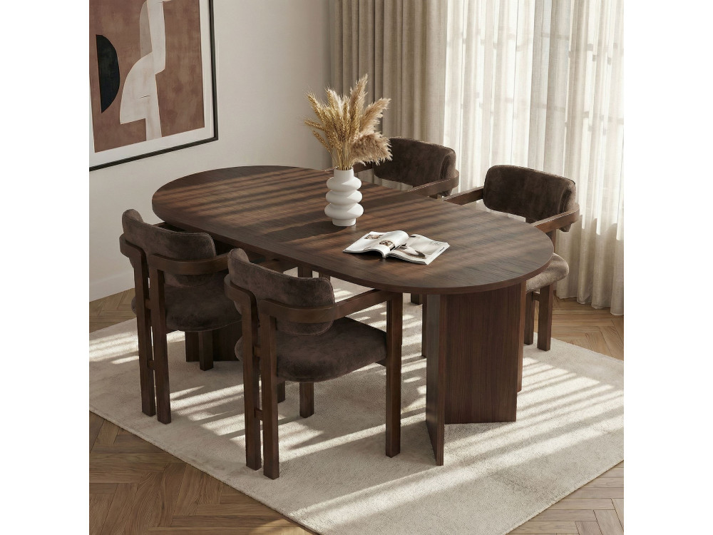 Set di tavolo e sedie in legno Meridia 4" (5 pezzi) - 180 x 90 x 75 cm - Marrone