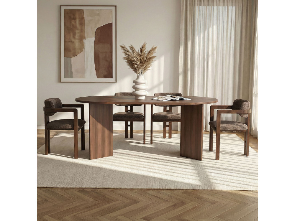 Set di tavolo e sedie in legno Meridia 4" (5 pezzi) - 180 x 90 x 75 cm - Marrone