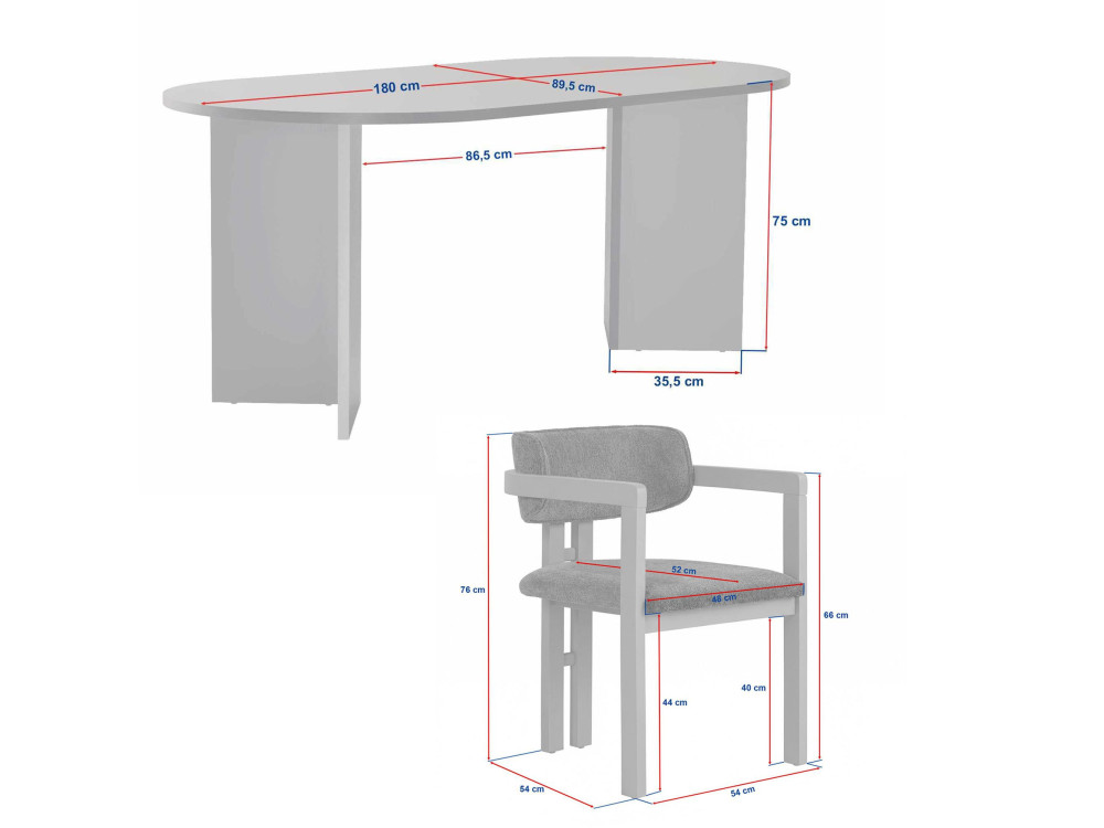 Set di tavolo e sedie in legno Meridia 4" (5 pezzi) - 180 x 90 x 75 cm - Marrone