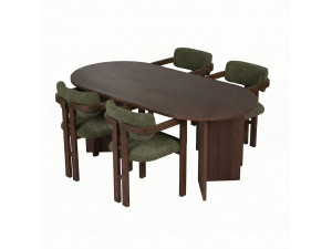 Set di tavolo e sedie in legno Meridia 4" (5 pezzi) - 180 x 90 x 75 cm - Verde