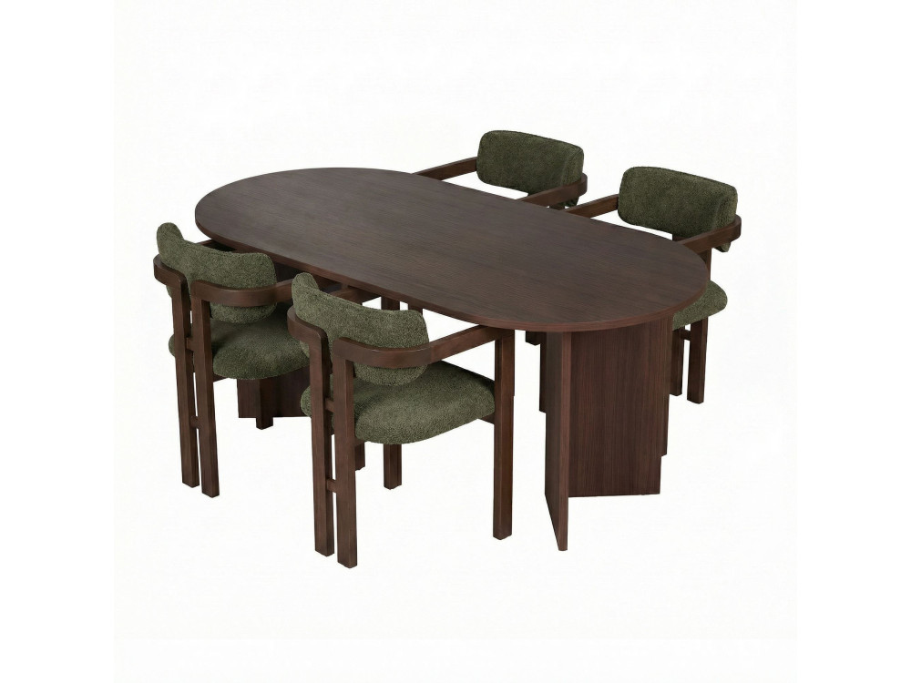 Set di tavolo e sedie in legno Meridia 4" (5 pezzi) - 180 x 90 x 75 cm - Verde