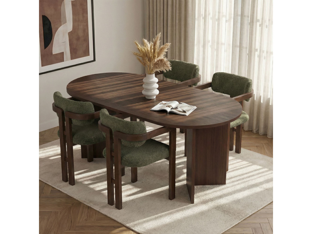 Set di tavolo e sedie in legno Meridia 4" (5 pezzi) - 180 x 90 x 75 cm - Verde
