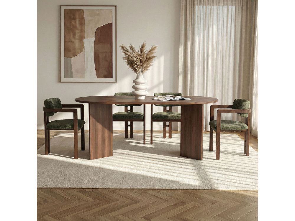 Set di tavolo e sedie in legno Meridia 4" (5 pezzi) - 180 x 90 x 75 cm - Verde