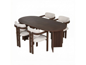 Set di tavolo e sedie in legno Meridia 4" (5 pezzi) - 180 x 90 x 75 cm - Bianco