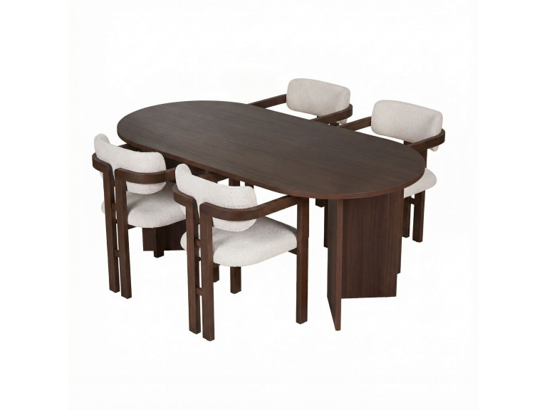 Set di tavolo e sedie in legno Meridia 4" (5 pezzi) - 180 x 90 x 75 cm - Bianco