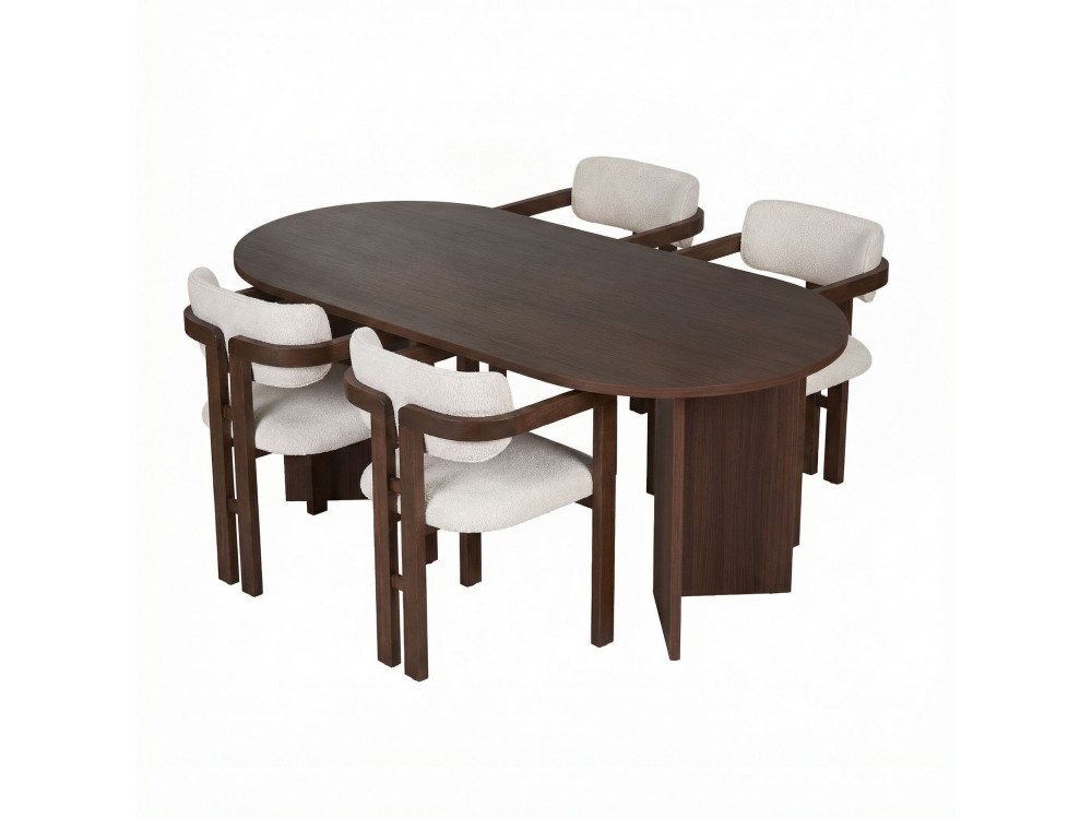 Set di tavolo e sedie in legno Meridia 4" (5 pezzi) - 180 x 90 x 75 cm - Bianco