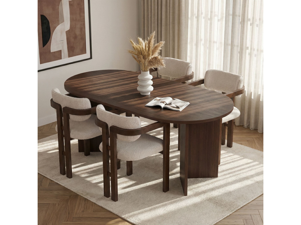 Set di tavolo e sedie in legno Meridia 4" (5 pezzi) - 180 x 90 x 75 cm - Bianco