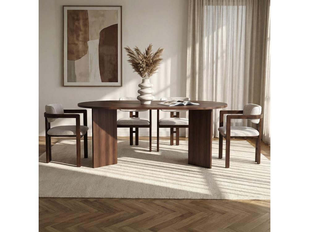 Set di tavolo e sedie in legno Meridia 4" (5 pezzi) - 180 x 90 x 75 cm - Bianco