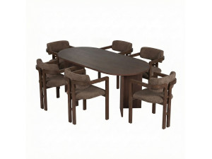 Set tavolo e sedie in legno Meridia 6" (7 pezzi) - 180 x 90 x 75 cm - Marrone