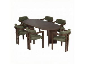 Set di tavolo e sedie in legno Meridia 6" (7 pezzi) - 180 x 90 x 75 cm - Verde