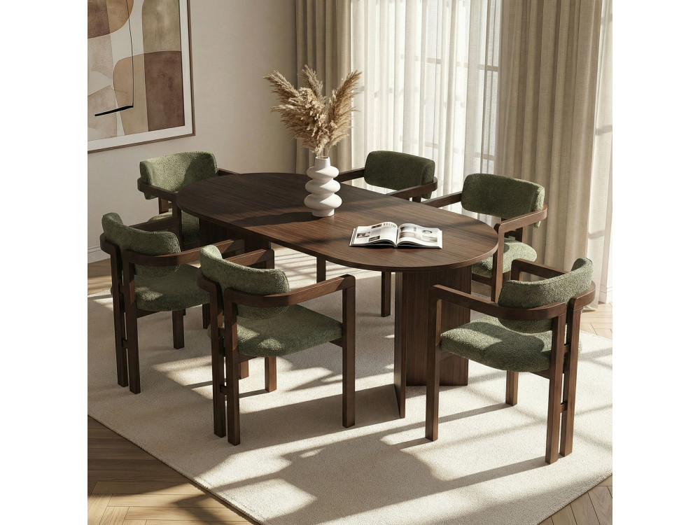 Set di tavolo e sedie in legno Meridia 6" (7 pezzi) - 180 x 90 x 75 cm - Verde