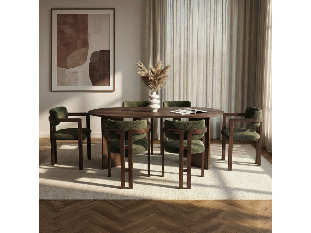 Set di tavolo e sedie in legno Meridia 6" (7 pezzi) - 180 x 90 x 75 cm - Verde