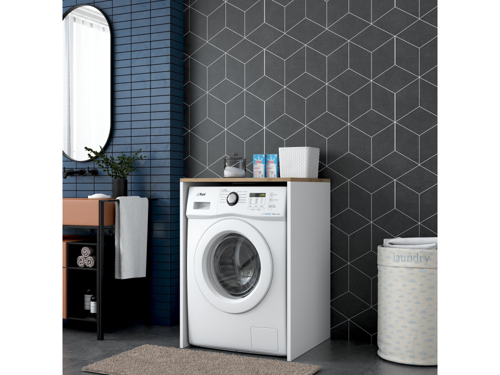 Mobile lavatrice in legno "Dido" - 65 x 60 x 91 cm - Bianco