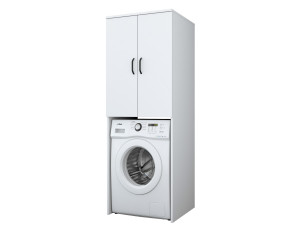 Armadio per lavatrice in legno "Losal" - 65 x 62 x 181 cm - Bianco