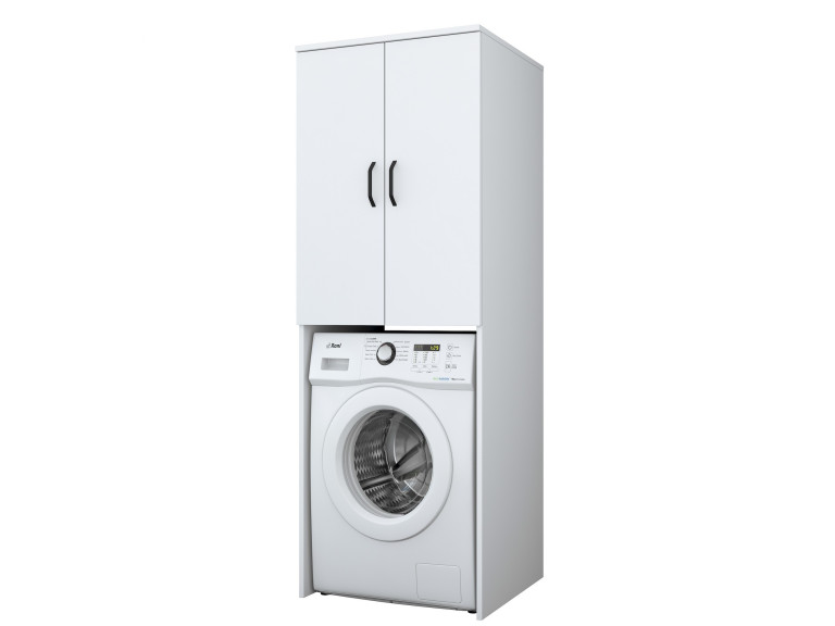 Armadio per lavatrice in legno "Losal" - 65 x 62 x 181 cm - Bianco