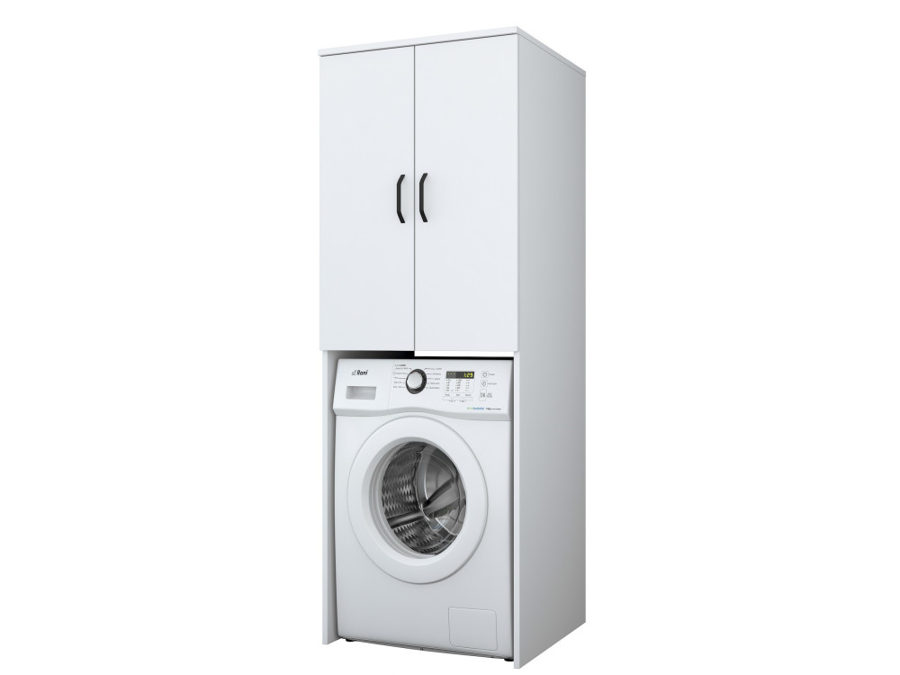 Armadio per lavatrice in legno "Losal" - 65 x 62 x 181 cm - Bianco