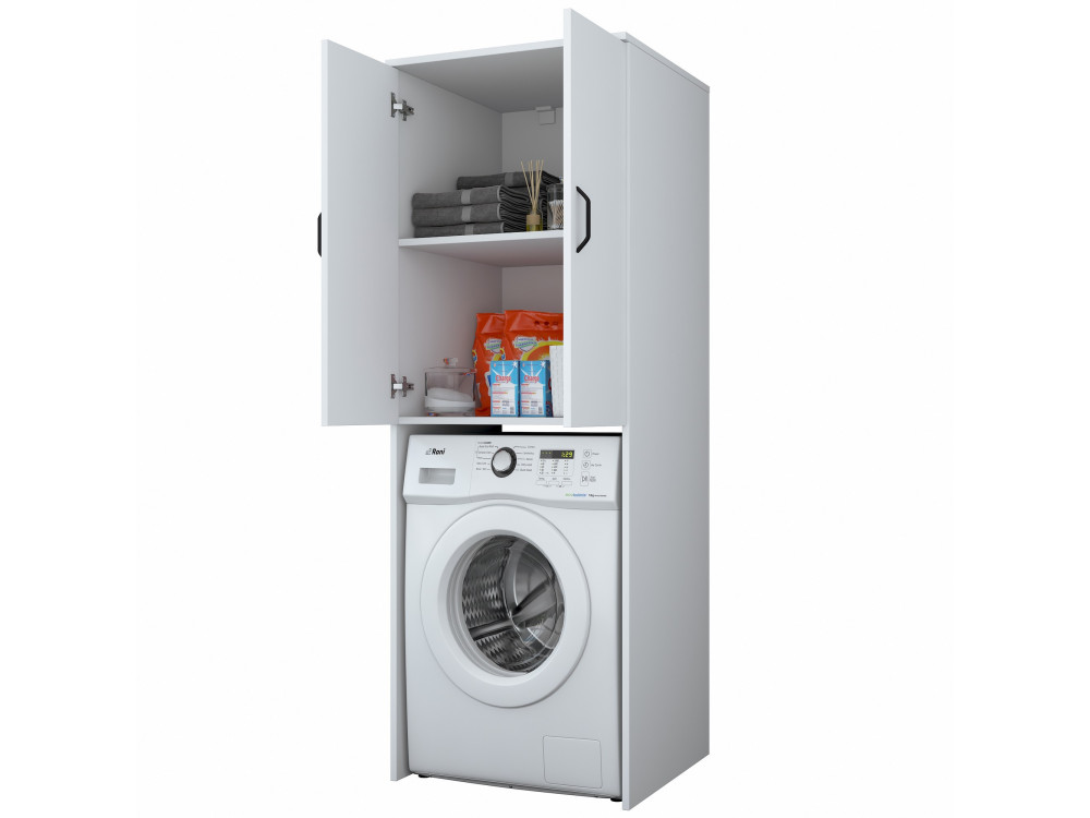 Armadio per lavatrice in legno "Losal" - 65 x 62 x 181 cm - Bianco