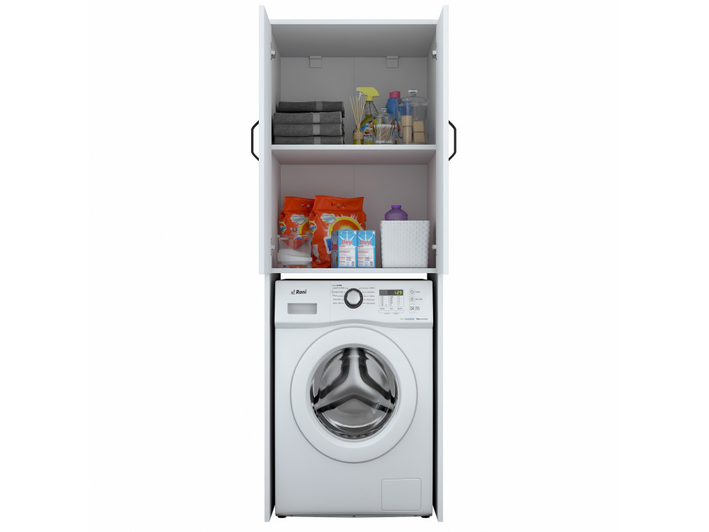 Armadio per lavatrice in legno "Losal" - 65 x 62 x 181 cm - Bianco