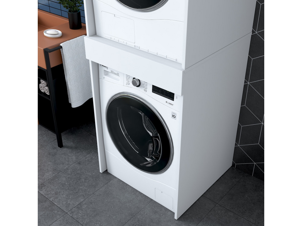 Armadio per lavatrice in legno "Dorma" - 66 x 65 x 189 cm - Bianco