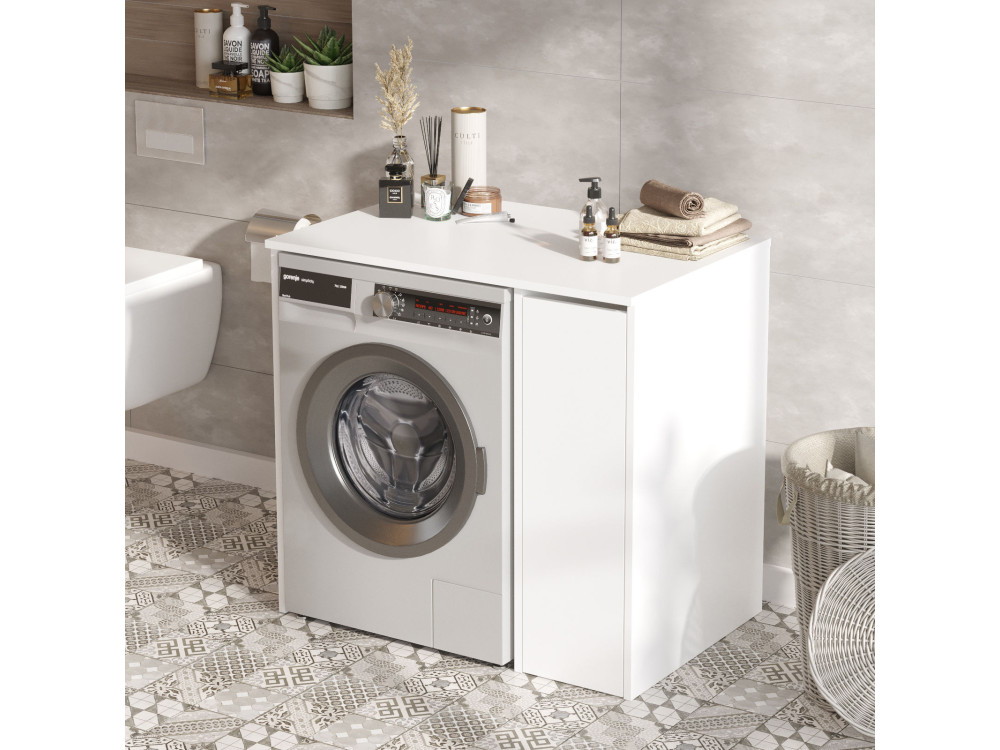 Mobile lavatrice in legno "Tera" - 93 x 60 x 88 cm - Bianco