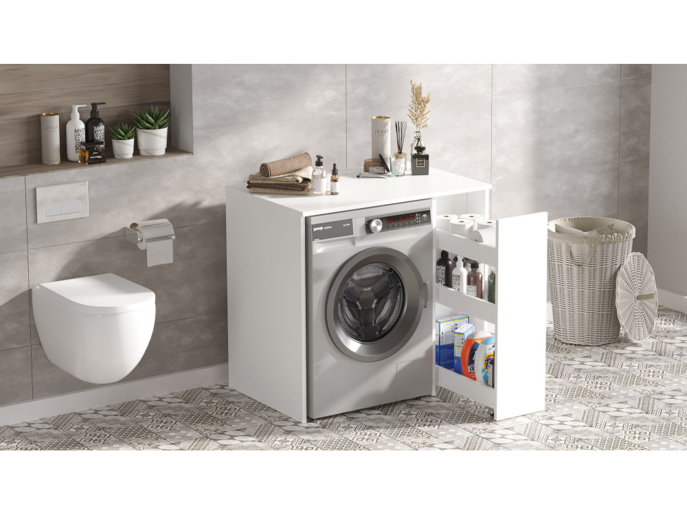 Mobile lavatrice in legno "Tera" - 93 x 60 x 88 cm - Bianco