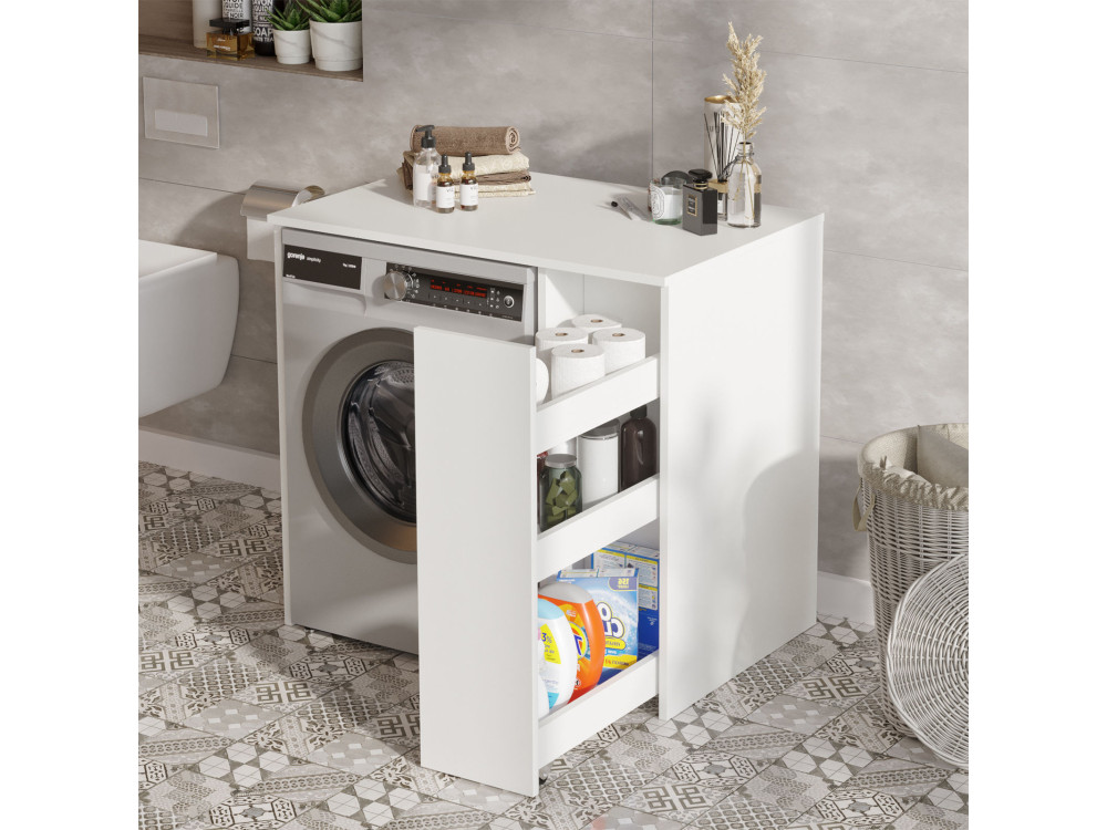 Mobile lavatrice in legno "Tera" - 93 x 60 x 88 cm - Bianco
