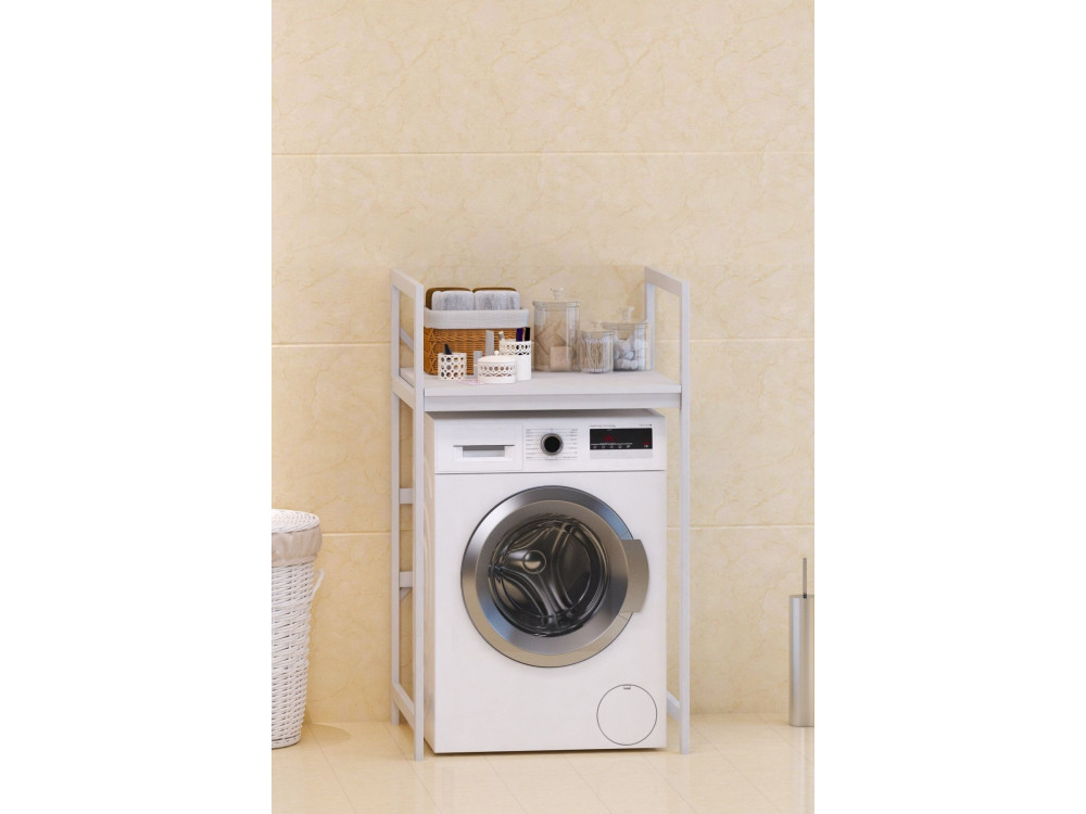 Mobile lavatrice in metallo "Junior" - 70 x 60 x 116 cm - Bianco