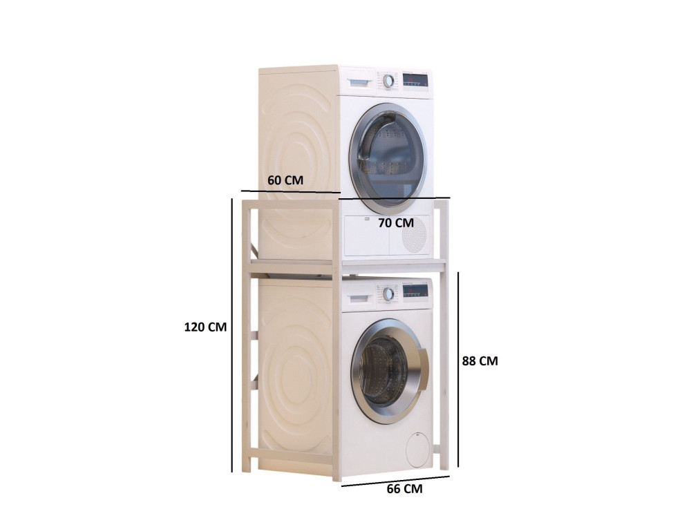 Mobile lavatrice in metallo "Junior" - 70 x 60 x 116 cm - Bianco