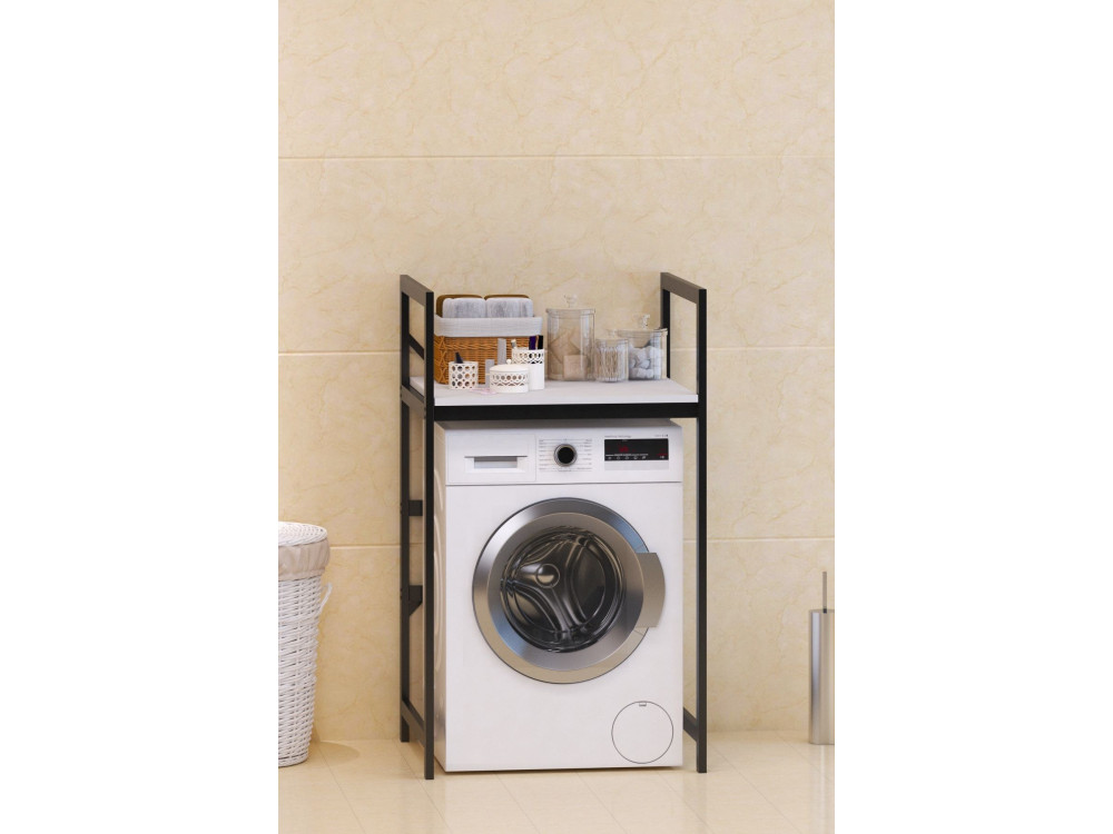 Mobile lavatrice in metallo "Junior" - 70 x 60 x 116 cm - Bianco