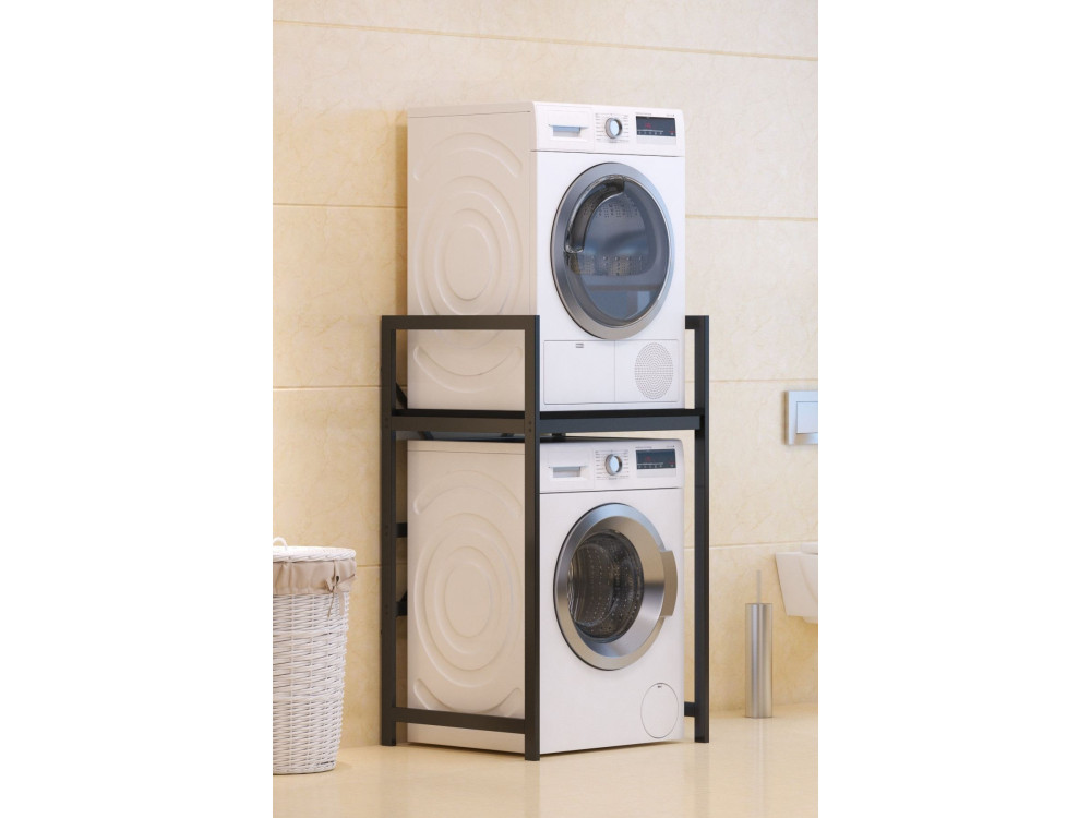 Mobile lavatrice "Junior" in metallo - 70 x 60 x 116 cm - Nero