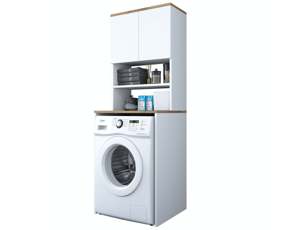 Mobile per lavatrice in legno "Kado" - 65 x 60 x 183 cm - Bianco